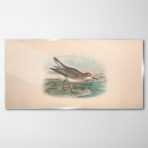 Glasbild Ein Zugvogel im Hintergrund der Landschaft