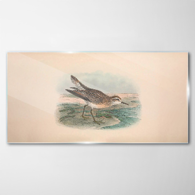 Glasbild Ein Zugvogel im Hintergrund der Landschaft