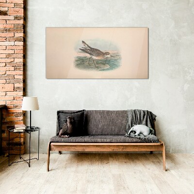 Glasbild Ein Zugvogel im Hintergrund der Landschaft