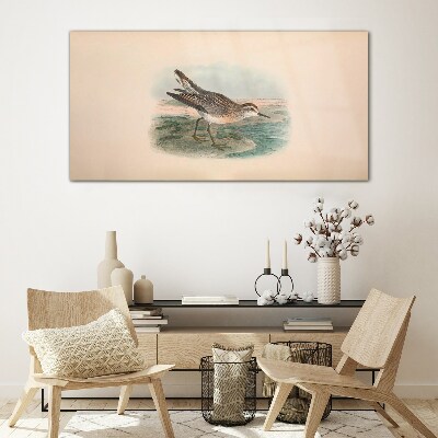 Glasbild Ein Zugvogel im Hintergrund der Landschaft