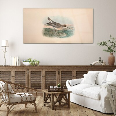 Glasbild Ein Zugvogel im Hintergrund der Landschaft