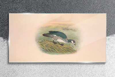 Glasbild Vogel auf einem Wasserhintergrund