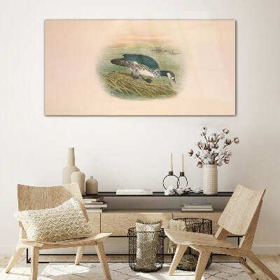 Glasbild Vogel auf einem Wasserhintergrund