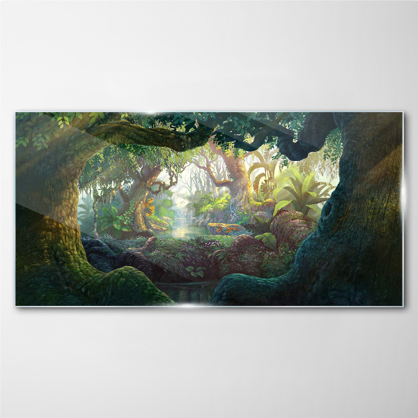 Glasbild Ein geheimnisvoller Wald voller Leben