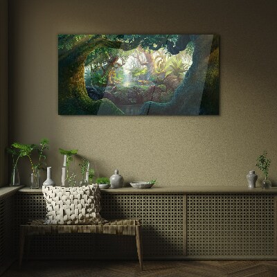 Glasbild Ein geheimnisvoller Wald voller Leben