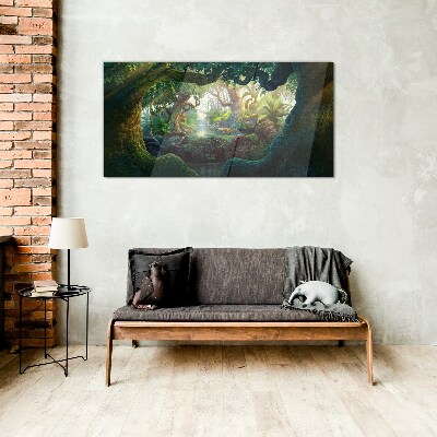 Glasbild Ein geheimnisvoller Wald voller Leben