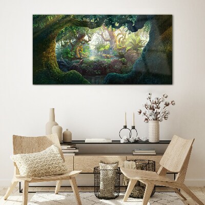 Glasbild Ein geheimnisvoller Wald voller Leben