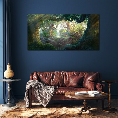 Glasbild Ein geheimnisvoller Wald voller Leben