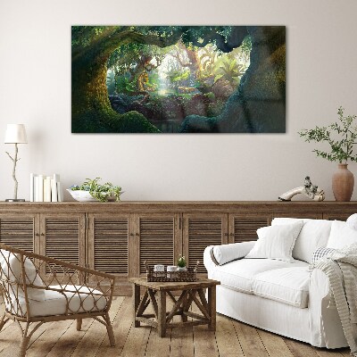 Glasbild Ein geheimnisvoller Wald voller Leben
