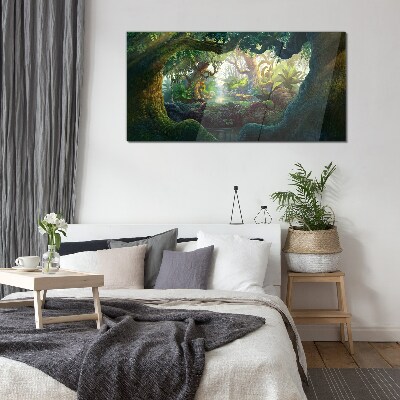 Glasbild Ein geheimnisvoller Wald voller Leben