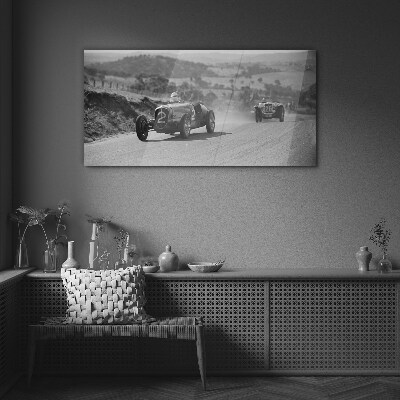 Glasbild Rennsport-Nervenkitzel aus den 1950er Jahren.