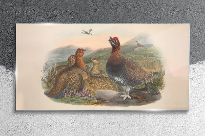 Glasbild Eine Vogelfamilie in ihrem natürlichen Lebensraum