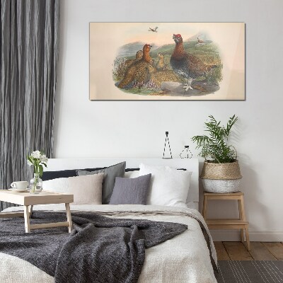 Glasbild Eine Vogelfamilie in ihrem natürlichen Lebensraum