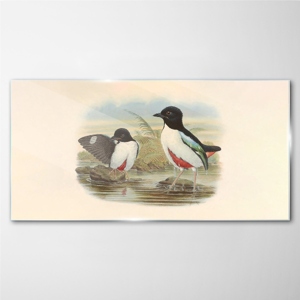Glasbild Vögel über dem Wasser