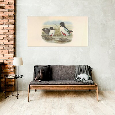Glasbild Vögel über dem Wasser