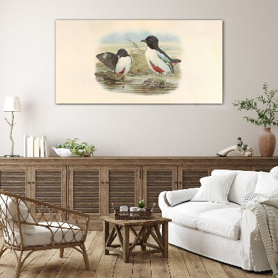 Glasbild Vögel über dem Wasser