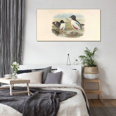 Glasbild Vögel über dem Wasser