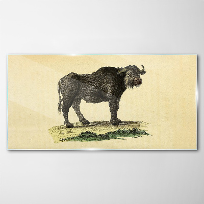 Glasbild Büffel auf natürlichem Hintergrund