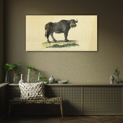 Glasbild Büffel auf natürlichem Hintergrund