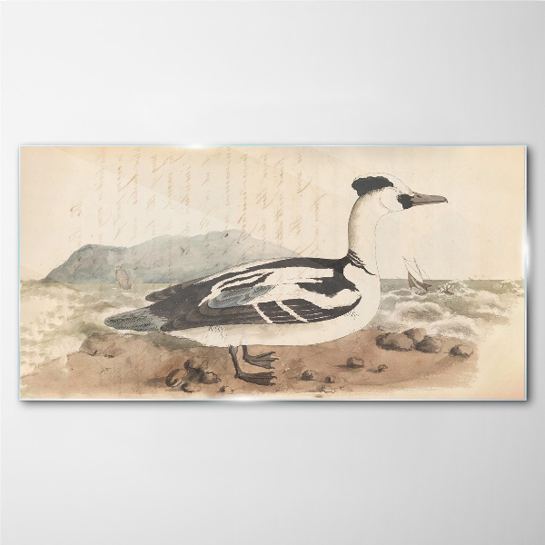 Foto auf glas Eine Ente vor einer Meereslandschaft