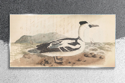 Foto auf glas Eine Ente vor einer Meereslandschaft