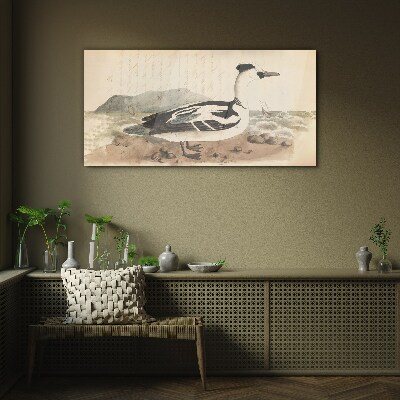Foto auf glas Eine Ente vor einer Meereslandschaft
