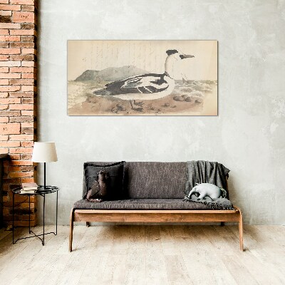 Foto auf glas Eine Ente vor einer Meereslandschaft