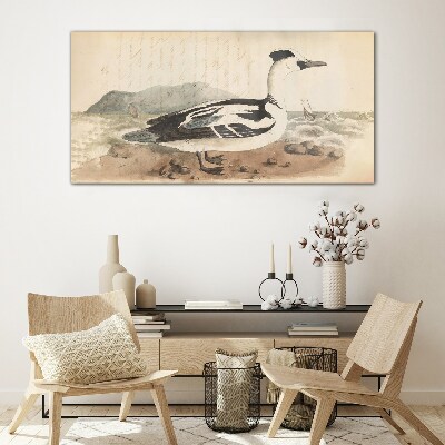 Foto auf glas Eine Ente vor einer Meereslandschaft