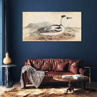 Foto auf glas Eine Ente vor einer Meereslandschaft