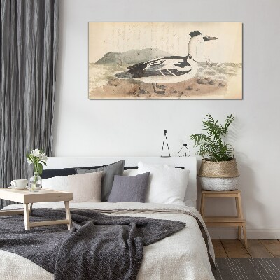 Foto auf glas Eine Ente vor einer Meereslandschaft