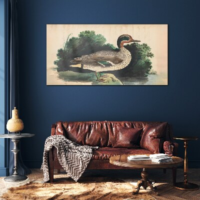 Glasbild Eine Ente im Grünen