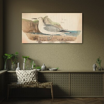 Glasbild Seevogel am Strand