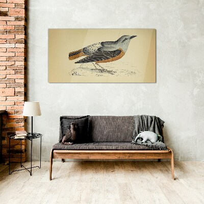 Glasbild Vogel in Pastelltönen