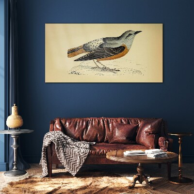 Glasbild Vogel in Pastelltönen