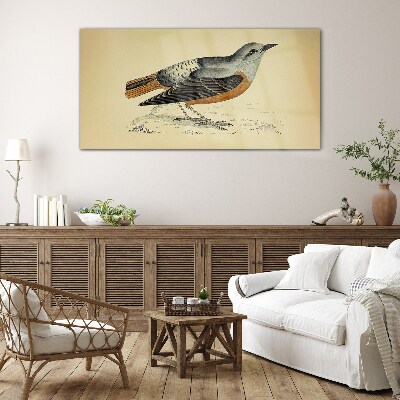 Glasbild Vogel in Pastelltönen