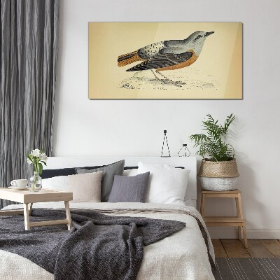 Glasbild Vogel in Pastelltönen