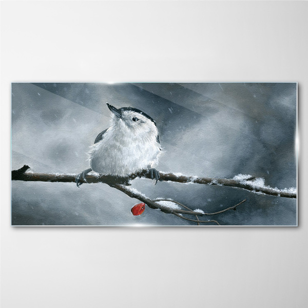 Bild auf glas Wintervogel auf einem Ast