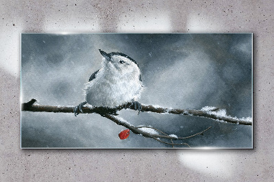 Bild auf glas Wintervogel auf einem Ast