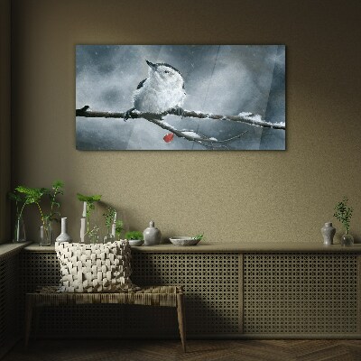 Bild auf glas Wintervogel auf einem Ast