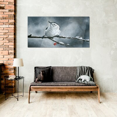 Bild auf glas Wintervogel auf einem Ast
