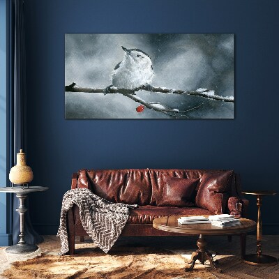Bild auf glas Wintervogel auf einem Ast