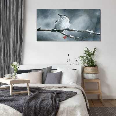 Bild auf glas Wintervogel auf einem Ast
