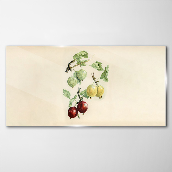 Glasbild Früchte auf pastellfarbenem Hintergrund