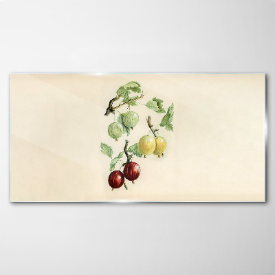 Glasbild Früchte auf pastellfarbenem Hintergrund