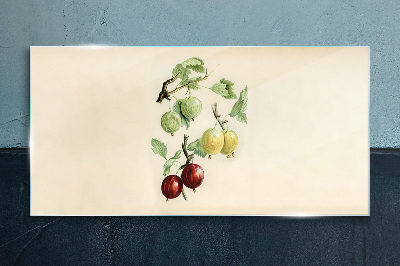 Glasbild Früchte auf pastellfarbenem Hintergrund