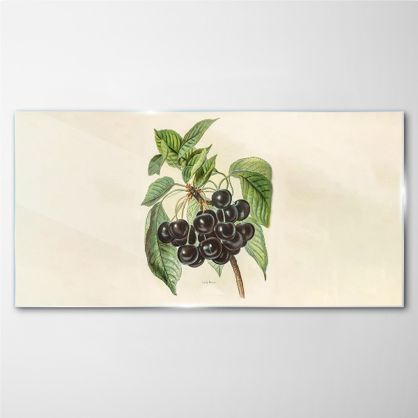 Glasbild Schwarze Früchte am Zweig