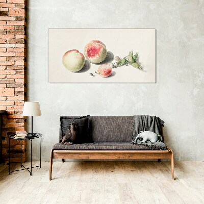 Glasbild Saftige Pfirsiche auf hellem Hintergrund