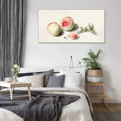 Glasbild Saftige Pfirsiche auf hellem Hintergrund