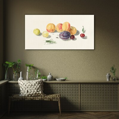 Glasbild Früchte auf weißem Hintergrund