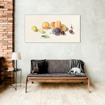 Glasbild Früchte auf weißem Hintergrund